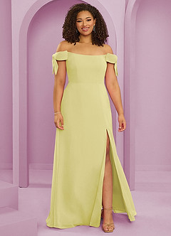 Barbie ♥ Azazie Brautjungfernkleider Wandelbar A-Linie Schulterfrei Chiffon Kleid Zitronensorbet image7