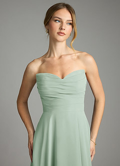 Azazie Ayla Abiti da Damigella Abito A-Line in Chiffon Scollo a Cuore Agave image4