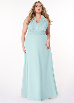 Azazie Fifi Bridesmaid Dresses Sea Glass A-Line Strapless Chiffon Convertible Dress image12