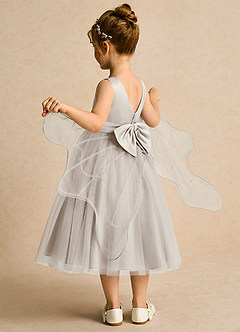 Azazie Pear Blumenmädchenkleider Ballkleid Schleifen Tüll Kleid Frost image5