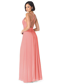 Azazie Farren Brautjungfernkleider Wandelbar A-Linie Plissee Chiffon Kleid Koralle image5