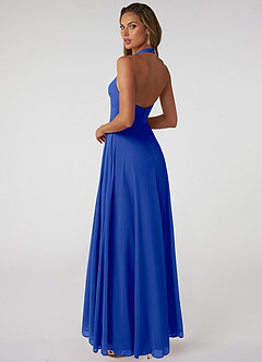 Azazie Tessie Bridesmaid Dresses Royal Blue A-Line V-Neck Pleated Chiffon Dress image2