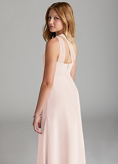 Azazie Maive Junior Rose Petal A-Line Pleated Chiffon Dress image6