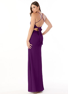 Azazie Aribella Bridesmaid Dresses Grape Sheath Ruched Chiffon Dress image4