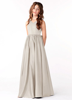 Azazie Hathaway Junior Vestido de Escarcha de Satin Mate de Corte En A con Lazo image3