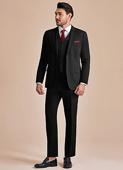 front James Black Structured Stretch 3-piece suit
