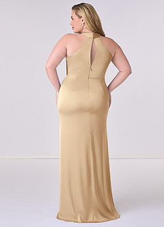 Barbie ♥ Azazie Bridesmaid Dresses Champagne Sheath Stretch Satin Dress image8