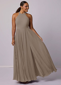 Barbie ♥ Azazie Bridesmaid Dresses Taupe A-Line Pleated Chiffon Dress image9