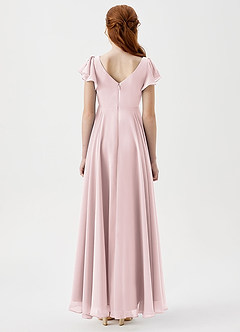 Azazie Caria Junior Blushing Pink A-Line Pleated Chiffon Dress image4