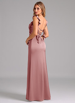 Azazie Jessamine Bridesmaid Dresses Dusty Rose A-Line Corset Stretch Satin Dress image2