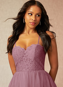 Azazie Roni Bridesmaid Dresses Vintage Mauve A-Line Sweetheart Neckline Tulle Convertible Dress image2