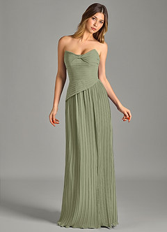 Azazie Becka Final Sale Pistachio A-Line Strapless Chiffon Dress image4