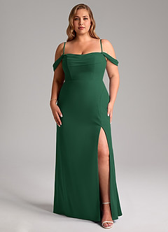 Azazie Saige Bridesmaid Dresses Dark Green A-Line Off the Shoulder Chiffon Convertible Dress image14