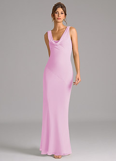 Azazie Rylina Abiti da Damigella Abito Sirena in Chiffon Plissettato Rosa Confetto image3