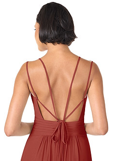 Azazie Farren Bridesmaid Dresses Terracotta A-Line Pleated Chiffon Convertible Dress image8