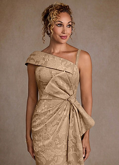 Azazie Hampton Mother of the Bride Dresses Champagne Mermaid One Shoulder Floral Burnout Dress image4