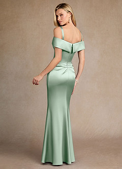 Azazie Laredo Mère de la mariée Robes Robe Sirène en Satin extensible Épaule décolletée Agave image4