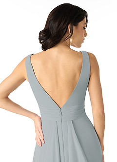 Azazie Kyla Final Sale Dolphin Grey A-Line Pleated Chiffon Dress image5
