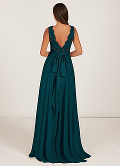 Azazie Gertrude Bridesmaid Dresses Pine A-Line Lace Chiffon Dress image2