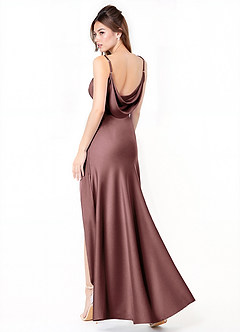 Azazie Alaija Bridesmaid Dresses Vintage Mauve Mermaid Side Slit Stretch Satin Dress image1