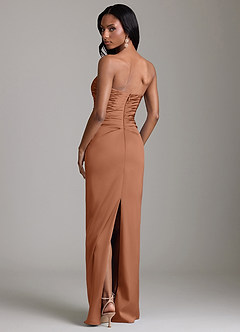 Azazie Sonora Suknie dla druhen Osłona Bez ramiączek Satyna elastyczna Do ziemi Sukienka image7