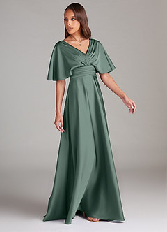 Azazie Pamela Brautjungfernkleider A-Linie Plissee Stretch-Satin Kleid Seemoos image3