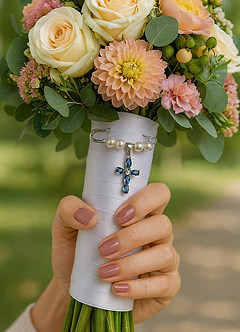 front Breloque pour bouquet de mariée en strass bleu