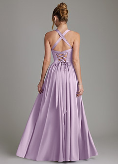 Azazie Francis Bridesmaid Dresses Frosted Lilac A-Line Corset Stretch Satin Dress image2
