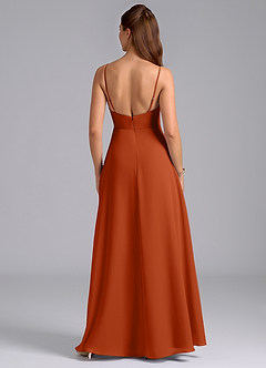 Azazie Sarella Bridesmaid Dresses Burnt Orange A-Line with Pockets Chiffon Dress image2