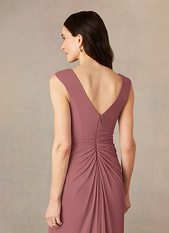 Azazie Andi Mother of the Bride Dresses Desert Rose A-Line Pleated Mesh Dress image5