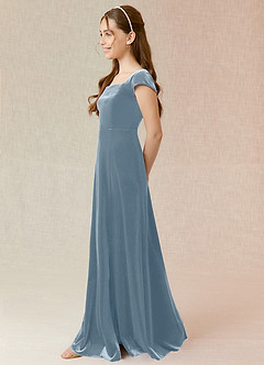 Azazie Gabi Junior Dusty Blue A-Line Velvet Dress image5