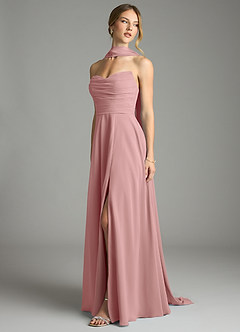 Azazie Ayla Abiti da Damigella Abito A-Line in Chiffon Scollo a Cuore Rosa Polverosa image8