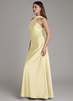Azazie Dimitra Brudtärnklänningar Klä av A-Linje i Stretch Satin Plisserad Citronsorbet image5