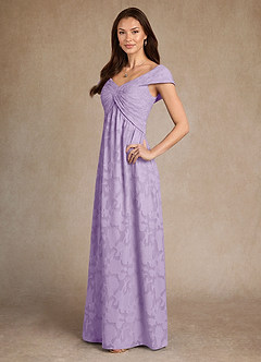 Azazie Myrtle vestidos de madre de la novia Vestido de Lila de Devorado Floral de Corte en A con Plisado image2