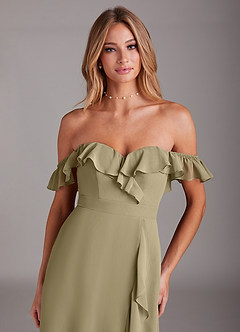 Azazie Lyra Abiti da Damigella Abito Convertibile A-Line in Chiffon Verde Muschio image9