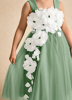 Azazie Dovey Robe Demoiselle D'honneur Fillette Robe Princesse en Tulle Arc Matcha image7
