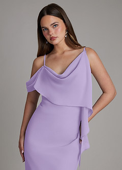 Azazie Yura Bridesmaid Dresses Lilac Mermaid Off the Shoulder Chiffon Dress image2