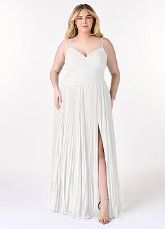 Azazie Vini Jurken voor bruidsmeisjes Jurk van Chiffon met A-Lijn V-hals geplooid Wit image7