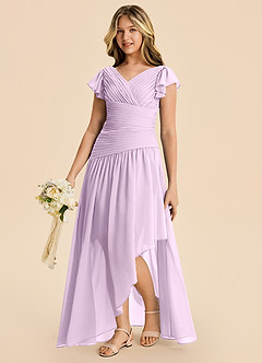 Azazie Pia Junior Frosted Lilac A-Line Pleated Chiffon Dress image1