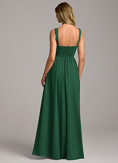 Azazie Rosaline Bridesmaid Dresses Dark Green A-Line Side Slit Chiffon Dress image6