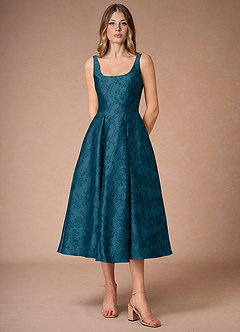 Inès Navy Black Pleated Midi Dress image4