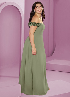 Barbie ♥ Azazie Robes de demoiselle d'honneur Robe Trapèze Convertible en Mousseline de soie Épaule décolletée Pistache image15