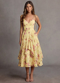 Harmony Light Yellow Midi Dress image3