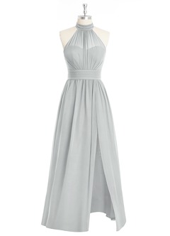 Azazie Iman Jurken voor bruidsmeisjes Jurk van Chiffon met A-Lijn A-lijn met ruches Zilver image22