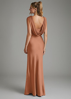 Azazie Elena Bridesmaid Dresses Bronzer Mermaid Pleated Stretch Satin Dress image2