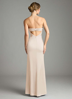 Azazie Leonis Bridesmaid Dresses White Alabaster Mermaid Pleated Stretch Satin Convertible Dress image2