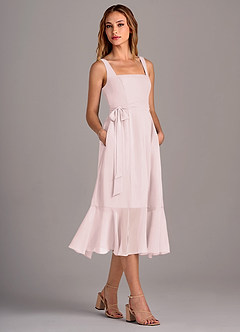 Azazie Deb Bridesmaid Dresses Blushing Pink A-Line with Pockets Chiffon Convertible Dress image3