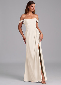 Azazie Johana Bridesmaid Dresses White Alabaster Mermaid Off the Shoulder Chiffon Convertible Dress image15