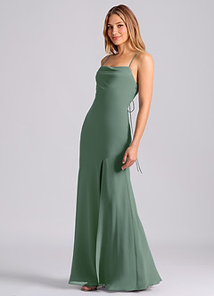 Azazie Grata 신부 들러리 드레스 인어 주름진 쉬폰 바닥 길이 드레스 image4