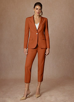 front Kennedy Burnt Orange Structured Stretch Dress Pants